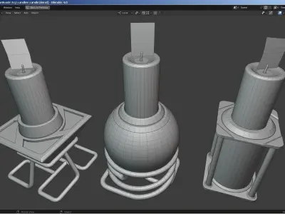 Candles and Candle Holders Low-poly 3D model