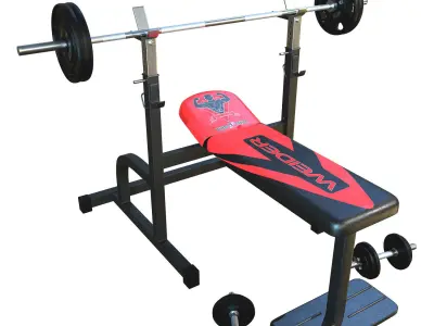 Set simulator horizontal bar barbell dumbbell Low-poly 3D model