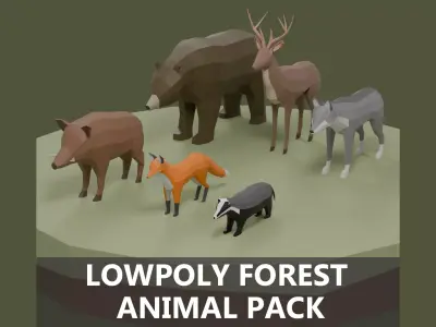 Lowpoly Stylized FOREST Animals Pack Low-poly 3D model