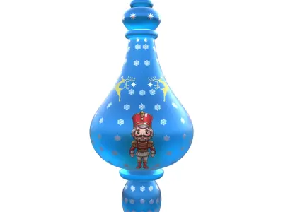 Blue Elf Christmas Glass Ornament Bauble 3D Model PBR Ready Low Low-poly 3D model