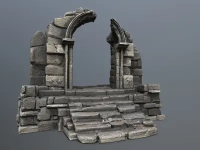 ruin gate Low-poly 3D model