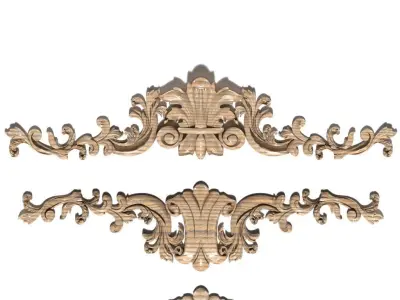 Cartouche-017 carved ornate ornaments 3D model