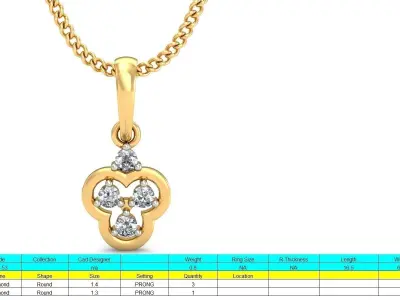 Solitaire Women Pendant 3dm STL OBJ FBX Renders Details 3D print model 12