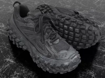 BALENCIAGA DEFENDER BLACK 3D SHOES Low-poly 3D model