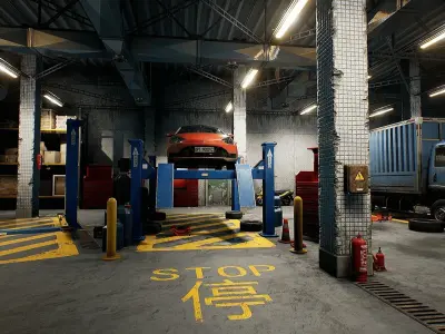 Car Service Low-poly 3D model