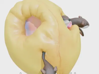 Cheese Puff Toy with Pocket Holes and Felt Mice Low-poly 3D model