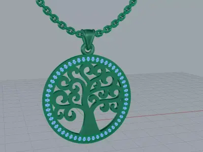Tree Elengant Pendant Jewelry Gold 3D print model