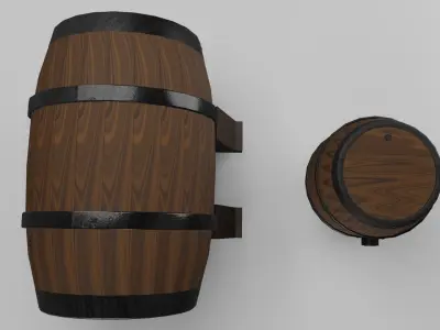 Low Poly Wooden Barrels Free low-poly 3D model