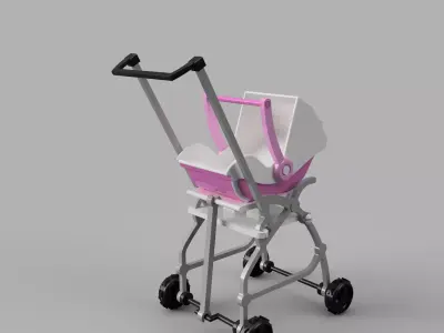 Barbie Stroller and Baby Carry Cot 3D print model