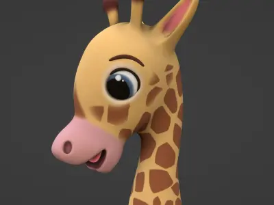 Stylized Toon Giraffe rigged Low-poly 3D model
