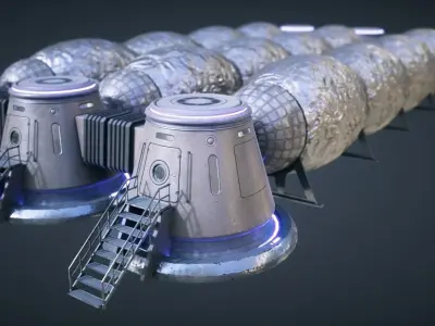 Mars KitBash - Station Low-poly 3D model