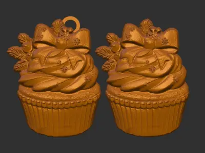 christmas cupcake decor  3D print model