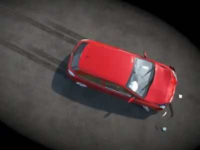 Crashed Wrecked Car 2 Low-poly 3D model