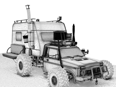 Post Apocalyptic Caravan Truck 3D model