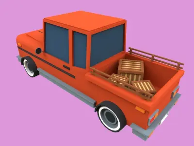 Lowpoly Pickup Truck Low-poly 3D model
