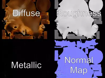 Majestic Deer Bust model pack Low-poly 3D model