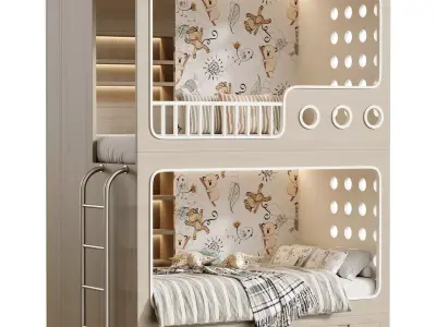 Bunk-bed-for-kids-001 3D model