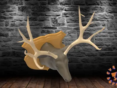 Wall Plaque Mounted Deer Head Trophy 3D print model