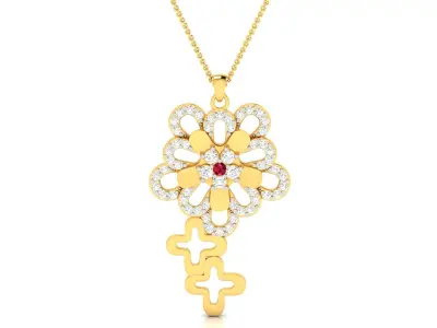 Solitaire Women Pendant 3DM STL OBJ FBX Render Details 3D print model 2