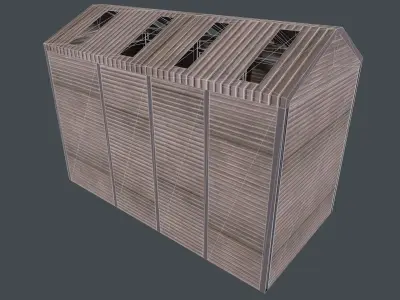 Warehouse wooden shed Low-poly 3D model