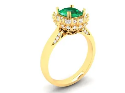 Luxury Gemstone Halo Ring for Women 479 3D print model