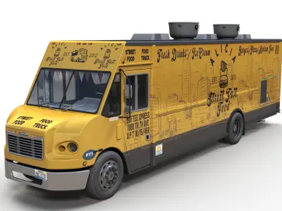 Street foodtruck Freightliner MT55 Low-poly 3D model