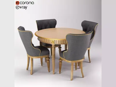 Table chair classic 01 3D model