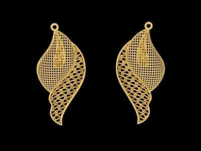 Fusion Gold Earrings C01 3D print model