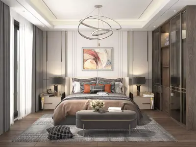 Modern Bedroom Scene 11 3D model