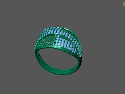 Women Ring With Stone Diamond Ready STL 3DM Models Womens Rings 3D print model 6