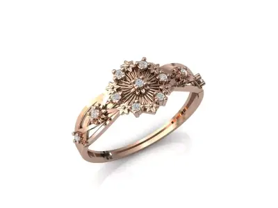 Women Ring Diamond Stone STL 3DM Lightweight Printable 3D print model 40