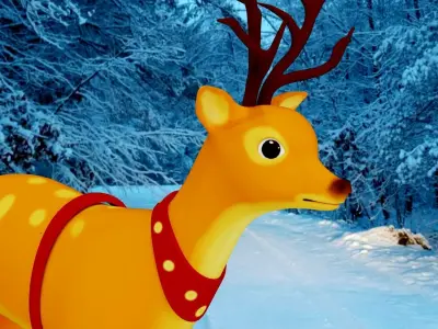 Cartoon Deer unity package Low-poly 3D model