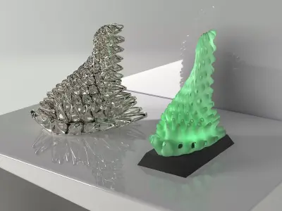 Organic Tableware Decoration and Lamp 3D model