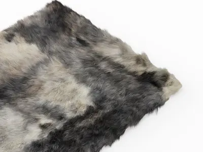 Sheepskin Rug Rectangle Dark Gray 3D model