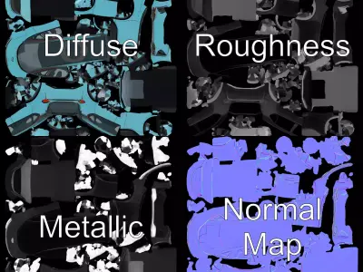 Sleek Cyan Electric Car model pack Low-poly 3D model