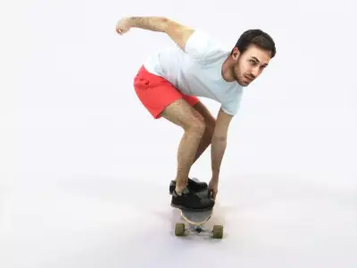 Flow 03L Riding a Skateboard Sports Man Low-poly 3D model