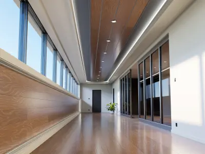 Modern Corridor - Hipoly 3D Model - blender - fbx - obj 3D model