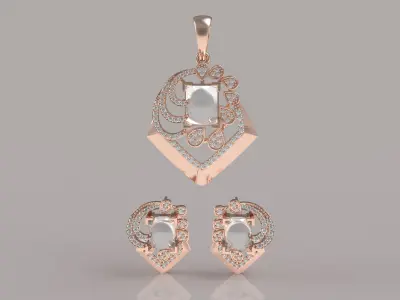 Diamond Pendant Set 06 3D print model