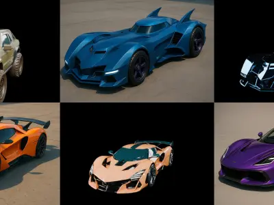 Sport Car bundle 9 pack 100 glb 3D model