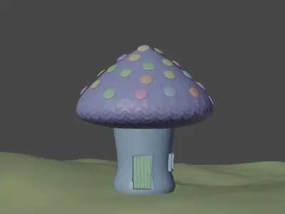 Mushroom house Free low-poly 3D model