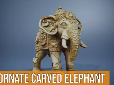 Ornate Carved Elephant model pack Low-poly 3D model