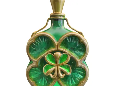 Golden Shamrock Elixir Bottle Low-poly 3D model