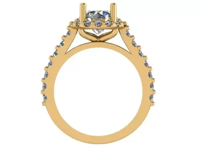 Round halo shape with cathedral solitare ring  3D print model