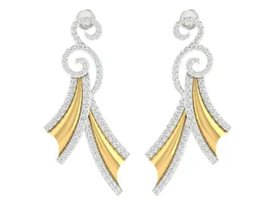 Women Drop Earrings 3dm STL OBJ FBX Renders Details 3D print model 2