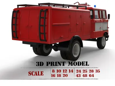 Truck DDR 1969 IFA W50 TLF16 tanker feuerwehr 3d stl  3D print model