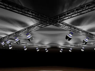 Car stage with lamps and ceiling 3D model