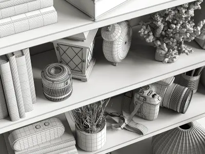 Decorative set shelves 2 3D model