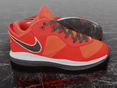 NIKE LEBRON 8 V2 SOLAR RED 3D SHOES 3D model