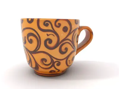 Ornate Clay Mug model pack Low-poly 3D model