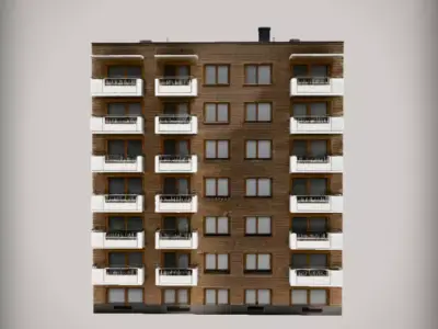 Modern Residential Apartment Building  Urban Architecture  Low-poly 3D model